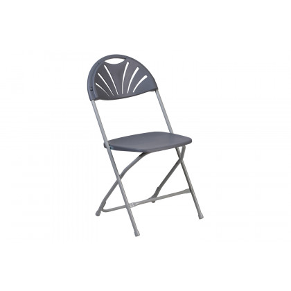 BLNK HERCULES Series Plastic Fan Back Folding Chair - Charcoal