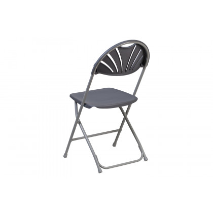 BLNK HERCULES Series Plastic Fan Back Folding Chair - Charcoal