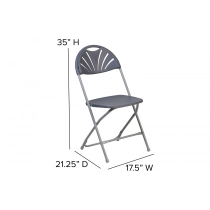BLNK HERCULES Series Plastic Fan Back Folding Chair - Charcoal
