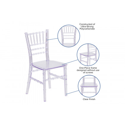 BLNK HERCULES Child’s Resin Party and Event Chiavari Chair - Transparent Crystal