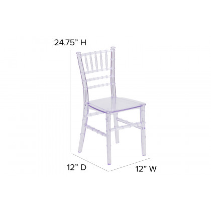 BLNK HERCULES Child’s Resin Party and Event Chiavari Chair - Transparent Crystal