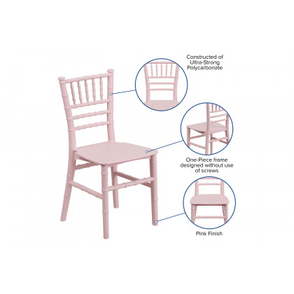 BLNK HERCULES Child’s Resin Party and Event Chiavari Chair - Pink