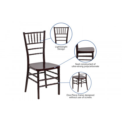 BLNK HERCULES PREMIUM Series Resin Stacking Chiavari Chair - Mahogany