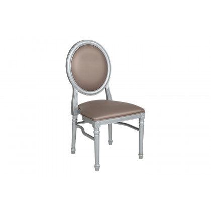 BLNK - HERCULES Series Vinyl King Louis Chair with Taupe Back and Seat and Silver Frame