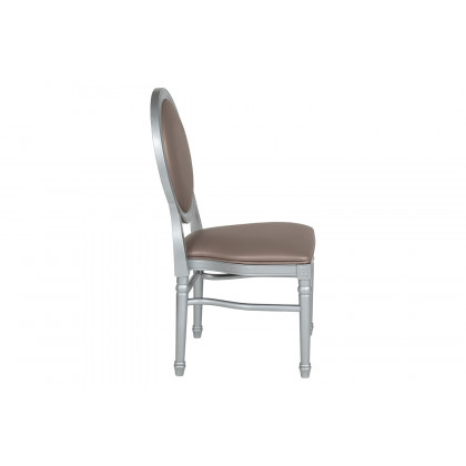 BLNK - HERCULES Series Vinyl King Louis Chair with Taupe Back and Seat and Silver Frame