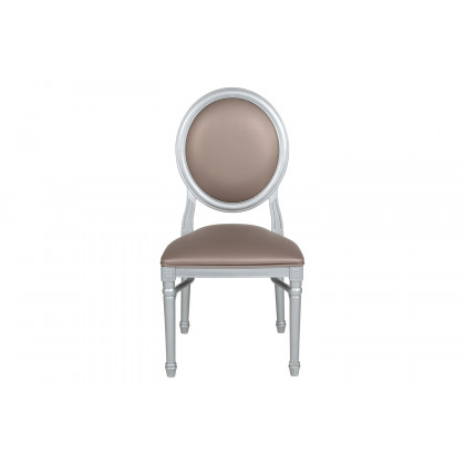 BLNK - HERCULES Series Vinyl King Louis Chair with Taupe Back and Seat and Silver Frame