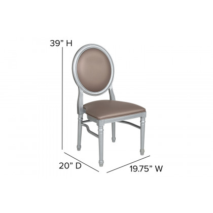 BLNK - HERCULES Series Vinyl King Louis Chair with Taupe Back and Seat and Silver Frame