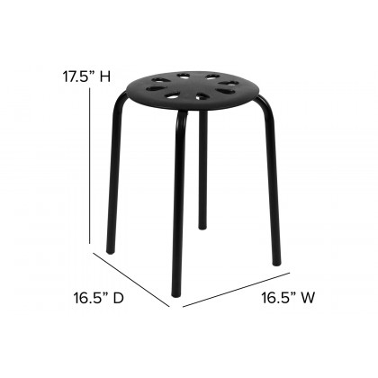 BLNK Bailey Plastic Nesting Stack Stools 5 Pack - Black, 17.5"H Seat
