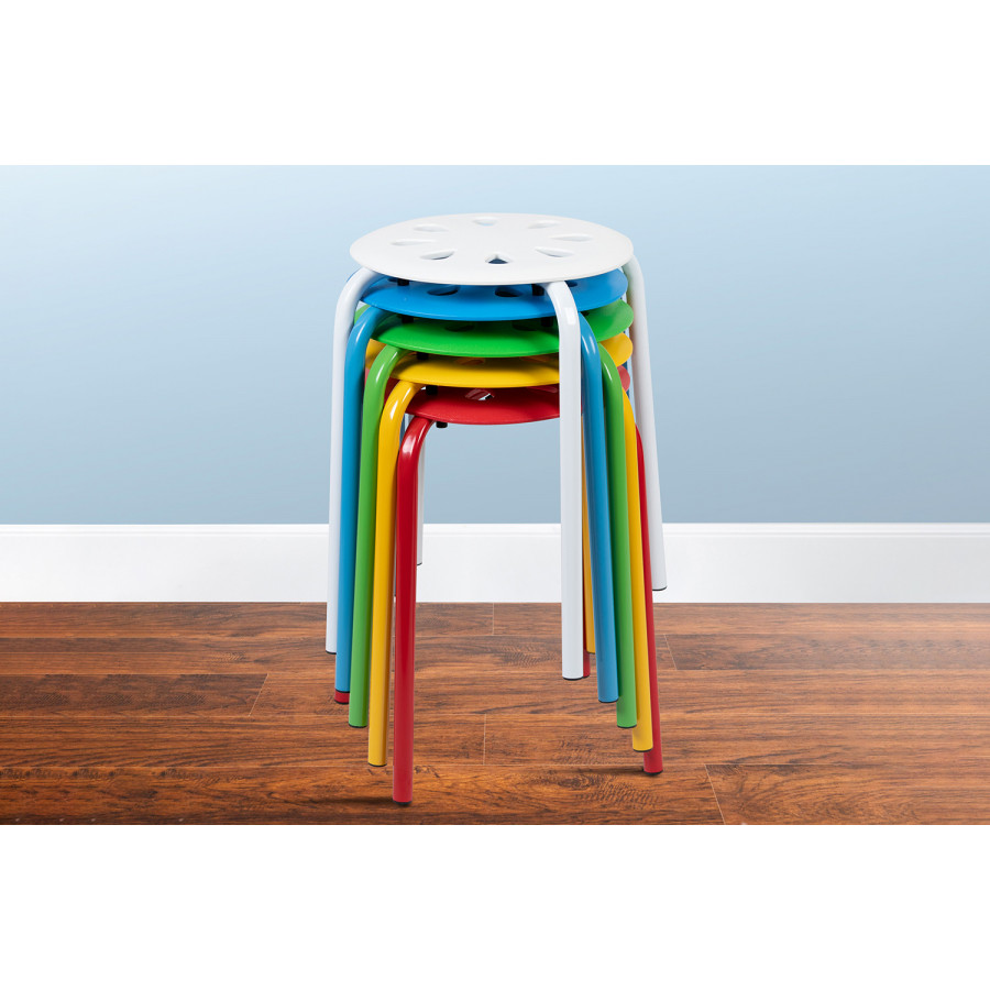 BLNK Bailey Plastic Nesting Stack Stools 5 Pack - Assorted, 17.5"H Seat
