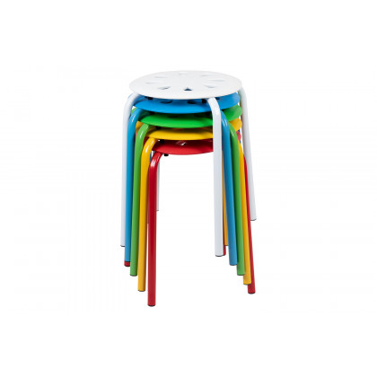 BLNK Bailey Plastic Nesting Stack Stools 5 Pack - Assorted, 17.5"H Seat