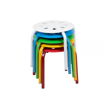 BLNK Bailey Plastic Nesting Stack Stools 5 Pack - Assorted, 11.5"H Seat
