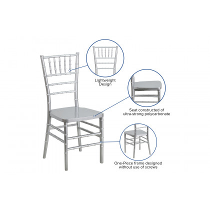BLNK HERCULES PREMIUM Series Resin Stacking Chiavari Chair - Silver