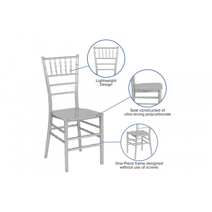 BLNK HERCULES Series Resin Stacking Chiavari Chair - Silver