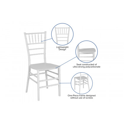 BLNK HERCULES Series Resin Stacking Chiavari Chair - White