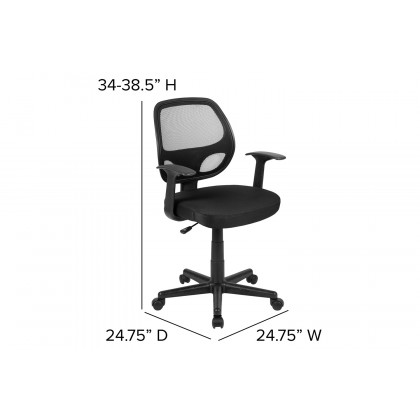 BLNK Flash Fundamentals Mid-Back Mesh Swivel Ergonomic Task Office Chair with Arms - Black