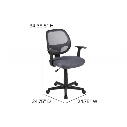 BLNK Flash Fundamentals Mid-Back Mesh Swivel Ergonomic Task Office Chair with Arms - Gray