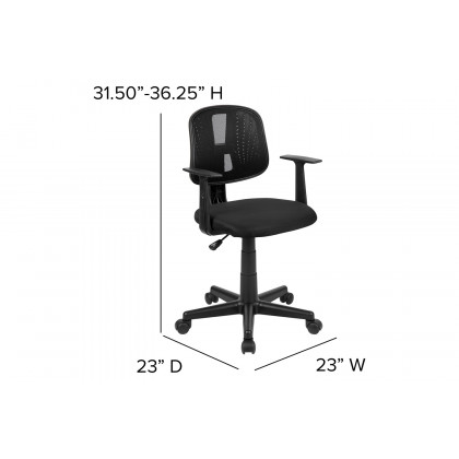 BLNK Flash Fundamentals Mid-Back Mesh Swivel Task Office Chair with Pivot Back - Black, with Arms