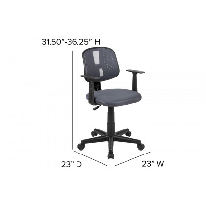 BLNK Flash Fundamentals Mid-Back Mesh Swivel Task Office Chair with Pivot Back - Gray, with Arms