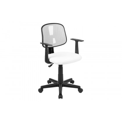 BLNK Flash Fundamentals Mid-Back Mesh Swivel Task Office Chair with Pivot Back - White, with Arms