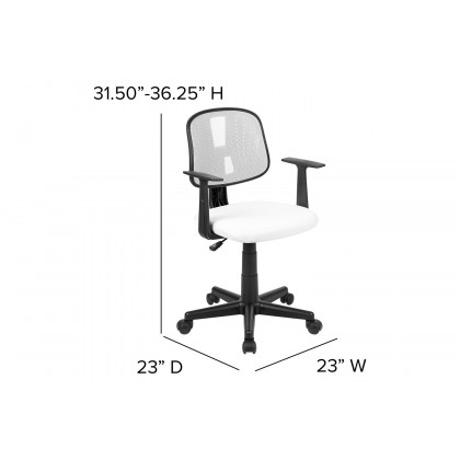 BLNK Flash Fundamentals Mid-Back Mesh Swivel Task Office Chair with Pivot Back - White, with Arms