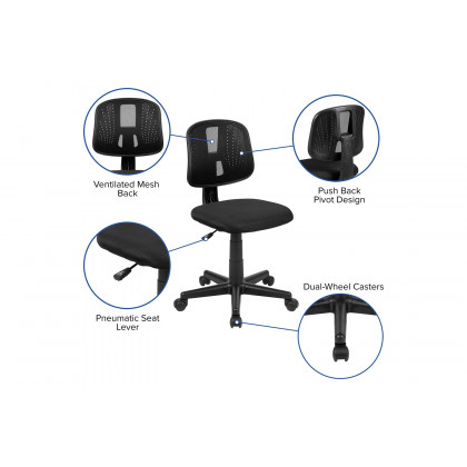 BLNK Flash Fundamentals Mid-Back Mesh Swivel Task Office Chair with Pivot Back - Black
