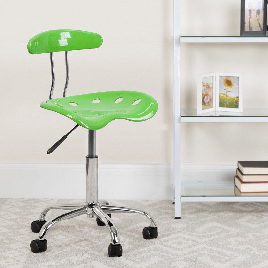 BLNK Elliott Vibrant Chrome Swivel Task Office Chair with Tractor Seat - Apple Green