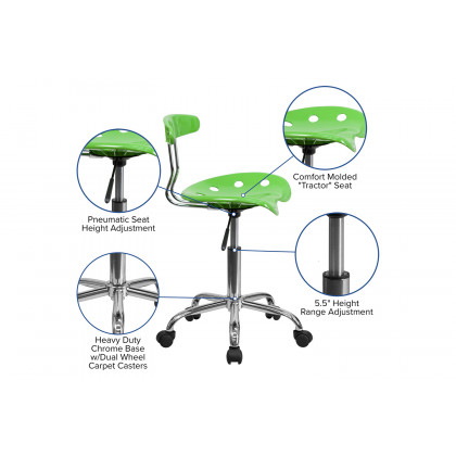 BLNK Elliott Vibrant Chrome Swivel Task Office Chair with Tractor Seat - Apple Green