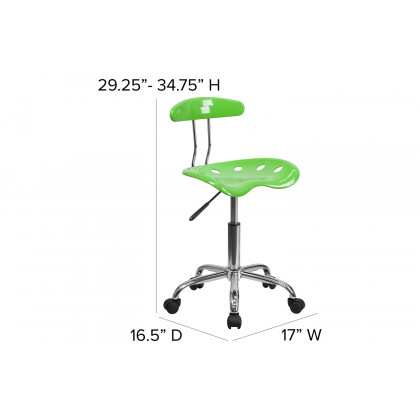 BLNK Elliott Vibrant Chrome Swivel Task Office Chair with Tractor Seat - Apple Green