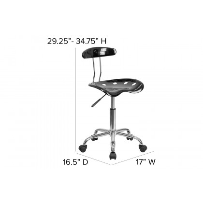 BLNK Elliott Vibrant Chrome Swivel Task Office Chair with Tractor Seat - Black
