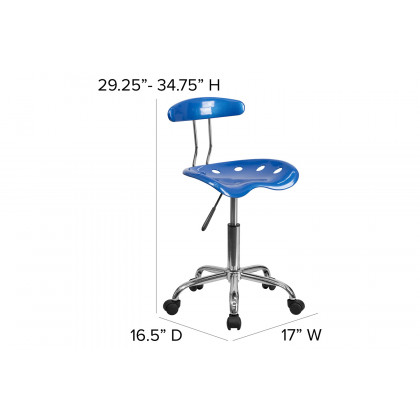 BLNK Elliott Vibrant Chrome Swivel Task Office Chair with Tractor Seat - Bright Blue