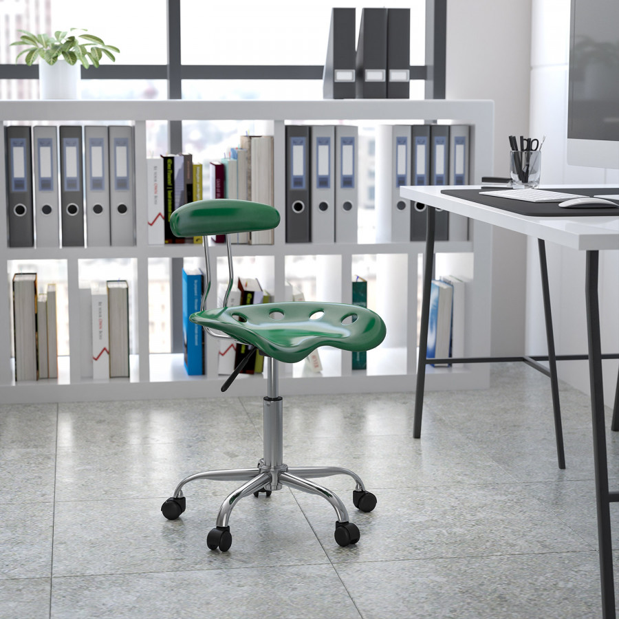 BLNK Elliott Vibrant Chrome Swivel Task Office Chair with Tractor Seat - Green