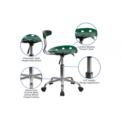 BLNK Elliott Vibrant Chrome Swivel Task Office Chair with Tractor Seat - Green
