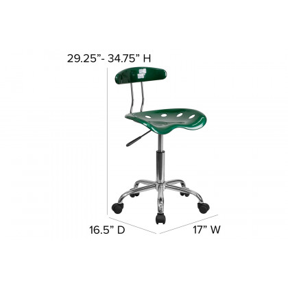 BLNK Elliott Vibrant Chrome Swivel Task Office Chair with Tractor Seat - Green