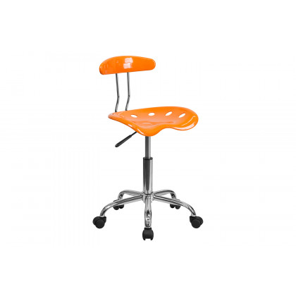 BLNK Elliott Vibrant Chrome Swivel Task Office Chair with Tractor Seat - Orange