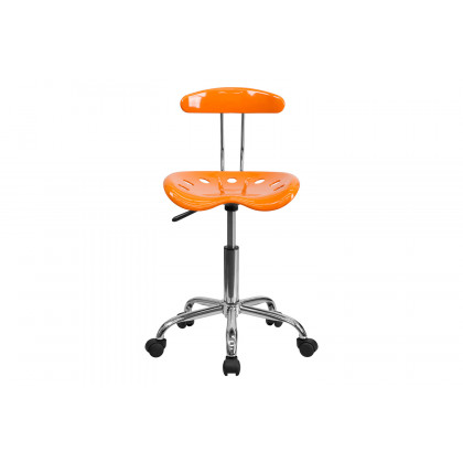 BLNK Elliott Vibrant Chrome Swivel Task Office Chair with Tractor Seat - Orange