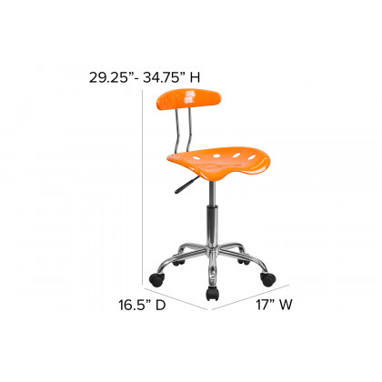 BLNK Elliott Vibrant Chrome Swivel Task Office Chair with Tractor Seat - Orange