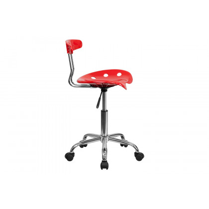 BLNK Elliott Vibrant Chrome Swivel Task Office Chair with Tractor Seat - Red