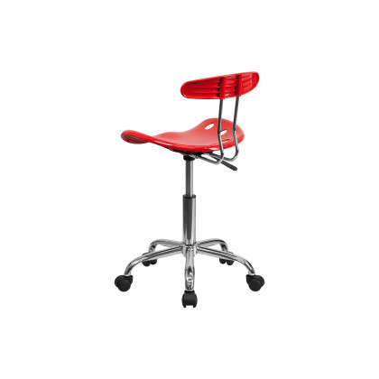 BLNK Elliott Vibrant Chrome Swivel Task Office Chair with Tractor Seat - Red