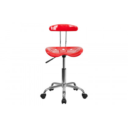 BLNK Elliott Vibrant Chrome Swivel Task Office Chair with Tractor Seat - Red
