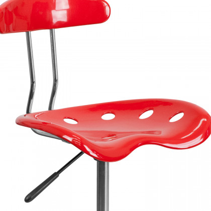 BLNK Elliott Vibrant Chrome Swivel Task Office Chair with Tractor Seat - Red