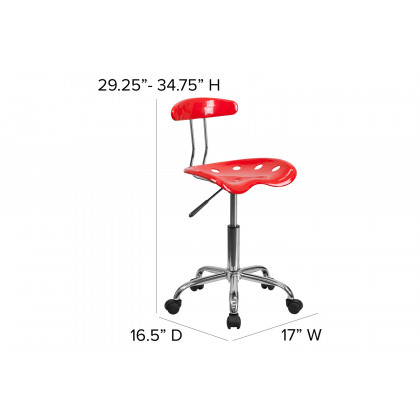 BLNK Elliott Vibrant Chrome Swivel Task Office Chair with Tractor Seat - Red