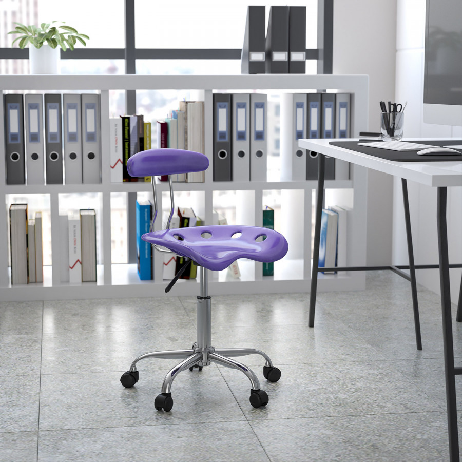 BLNK Elliott Vibrant Chrome Swivel Task Office Chair with Tractor Seat - Violet