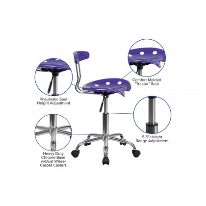 BLNK Elliott Vibrant Chrome Swivel Task Office Chair with Tractor Seat - Violet
