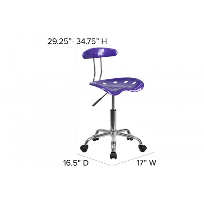 BLNK Elliott Vibrant Chrome Swivel Task Office Chair with Tractor Seat - Violet