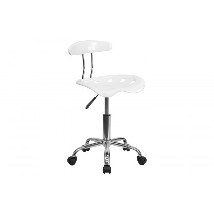 BLNK Elliott Vibrant Chrome Swivel Task Office Chair with Tractor Seat - White
