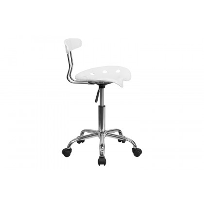 BLNK Elliott Vibrant Chrome Swivel Task Office Chair with Tractor Seat - White