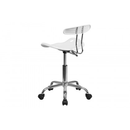 BLNK Elliott Vibrant Chrome Swivel Task Office Chair with Tractor Seat - White