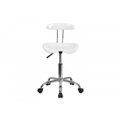 BLNK Elliott Vibrant Chrome Swivel Task Office Chair with Tractor Seat - White