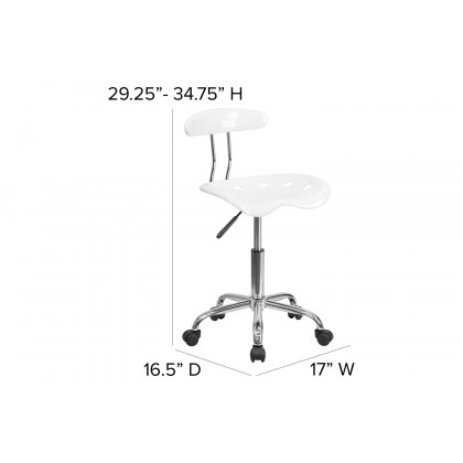 BLNK Elliott Vibrant Chrome Swivel Task Office Chair with Tractor Seat - White