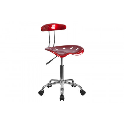BLNK Elliott Vibrant Chrome Swivel Task Office Chair with Tractor Seat - Wine Red